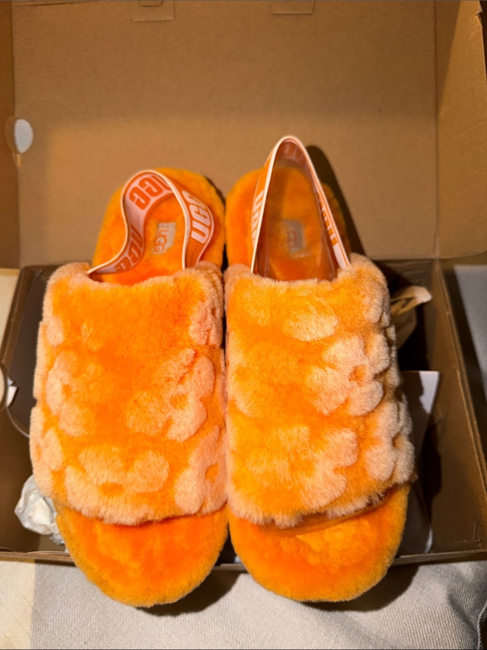 UGG Orange Floral Fluff Yeah Slide